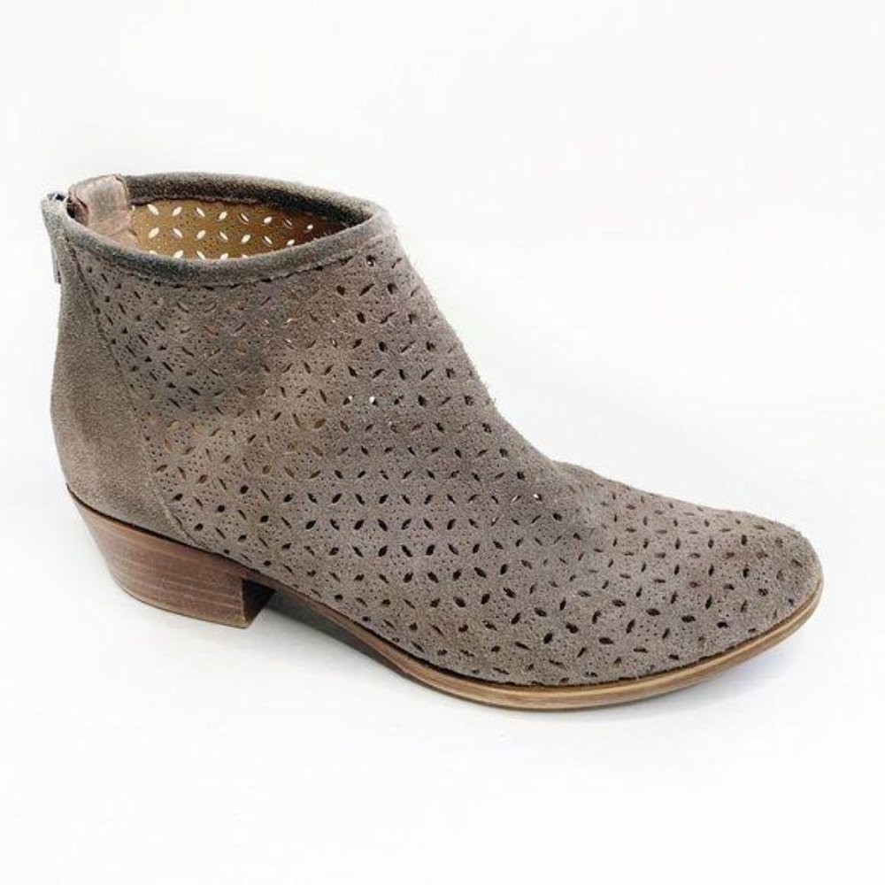 Lucky Brand Bergyn Taupe Suede Perforated Booties - Picture 2 of 14